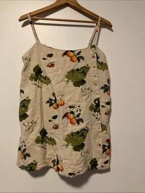 Abercrombie & Fitch Cream Fruits Print Linen And Cotton Romper MP